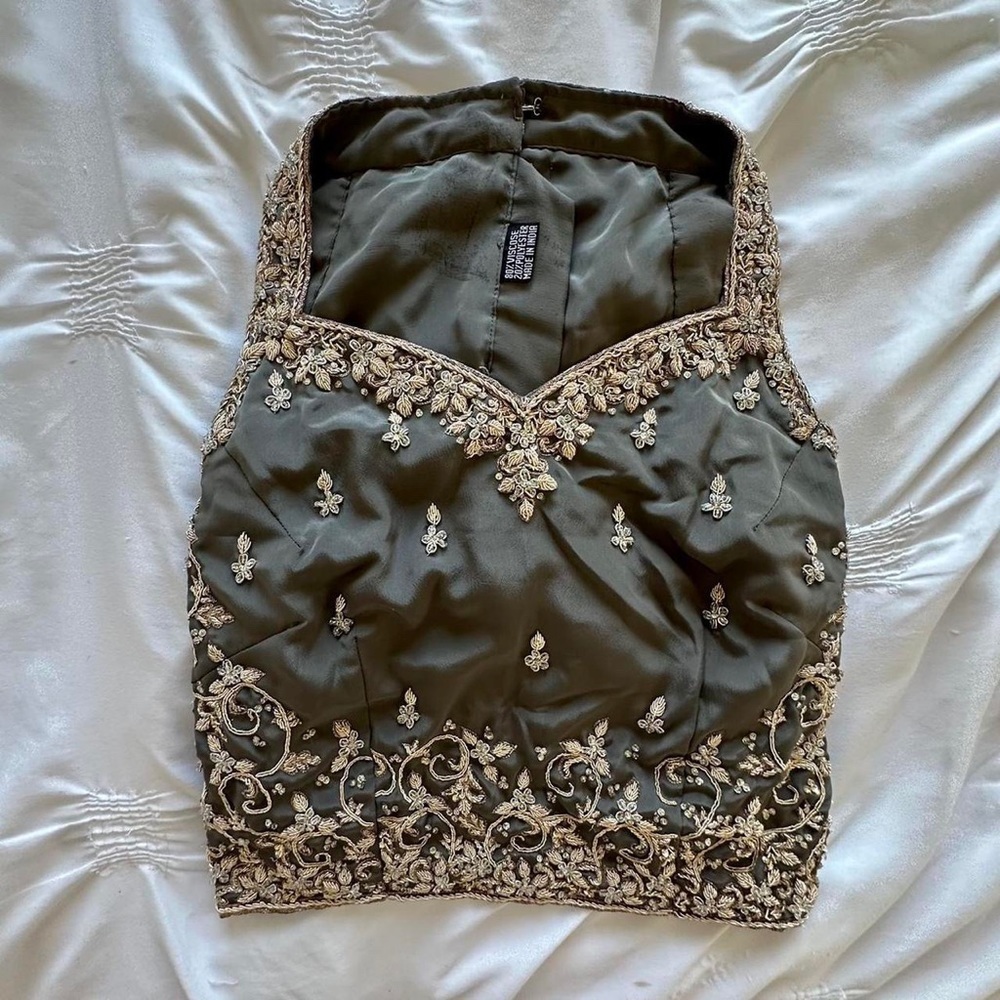 Vintage embroidered beaded floral top